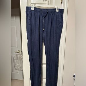 Lilly Pulitzer Aden 100% Linen Pants in Navy Size Medium.